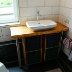 Kundenprojekt: Eichen-Waschtischplatte mit Ausatzwaschbecken!